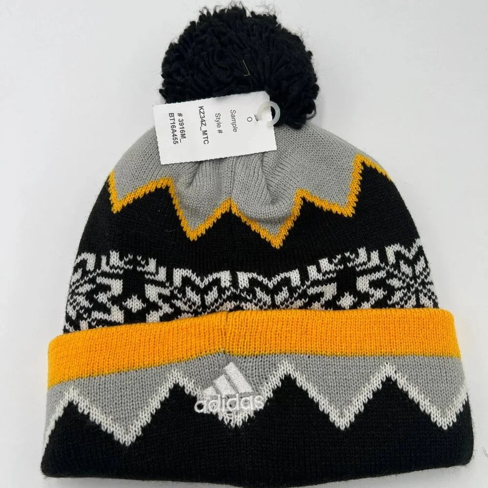 Adidas Unisex Gray‎ Yellow Snowflake Pittsburgh Penguins NHL Team Beanie Hat NWT